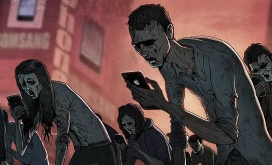 zombie people using phones