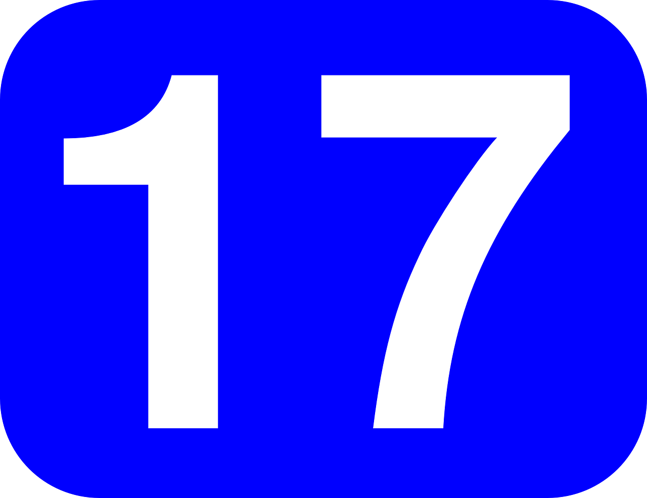 Цифра 17. Цифра семнадцать. Число 17. Цифра 17 синяя.
