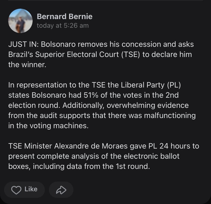 Bolsonaro electoral court declare him winner | benjamin fulford report: anglo german and russian forces preparing to move on switzerland – november 28, 2022 | banned