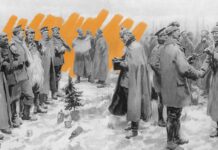 World War I soldiers paused fighting on Christmas to celebrate together.