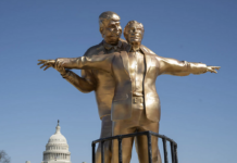 ‘Titanic’ Statue of Trump and Epstein Draws Attention in D.C.